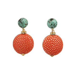 Boucles d'oreilles galuchat Grace orange
