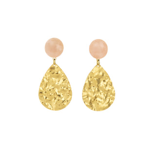 Boucles d'oreilles Marine dorées quartz rose percées ou clips