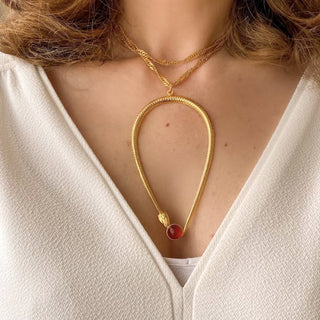 Sautoir serpent Linda cornaline