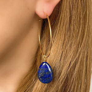 Boucle d'oreille créole Alix lapis-lazuli - à l'unité