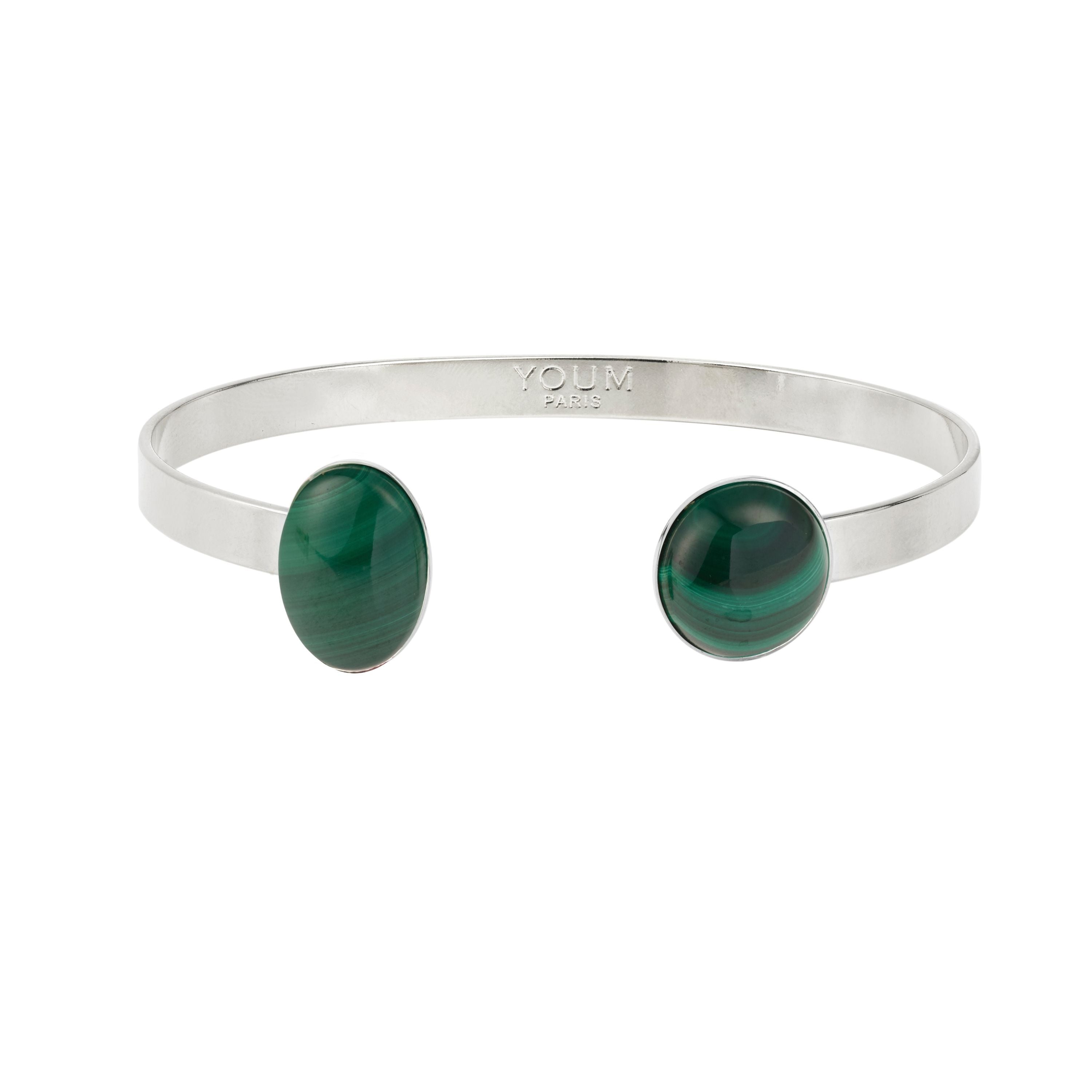 Bracelet jonc argenté aventurine Théo