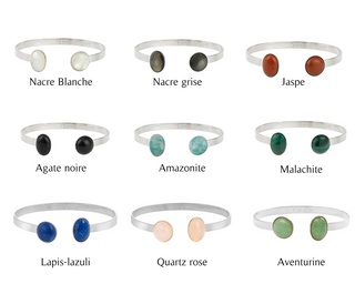 Jonc Théo argenté malachite