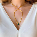 Charger l&#39;image dans la galerie, Sautoir serpent Linda malachite
