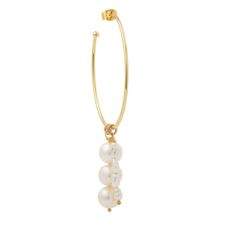 Créole Flora dorée Youm avec charms perles blanches interchangeables, packshot sur fond blanc.  