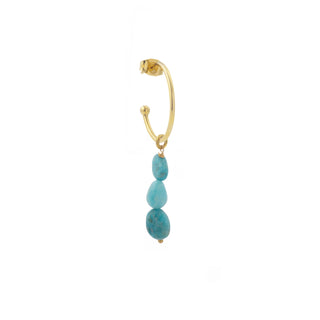 Créole Julia dorée Youm avec charm en amazonite bleue, packshot sur fond blanc.