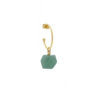 Créole Nina dorée Youm avec charm en aventurine packshot sur fond blanc. 