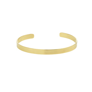 Jonc Ana doré en laiton doré à l’or fin 24 carats, bracelet fin et graphique de 0,5 cm, packshot sur fond neutre.